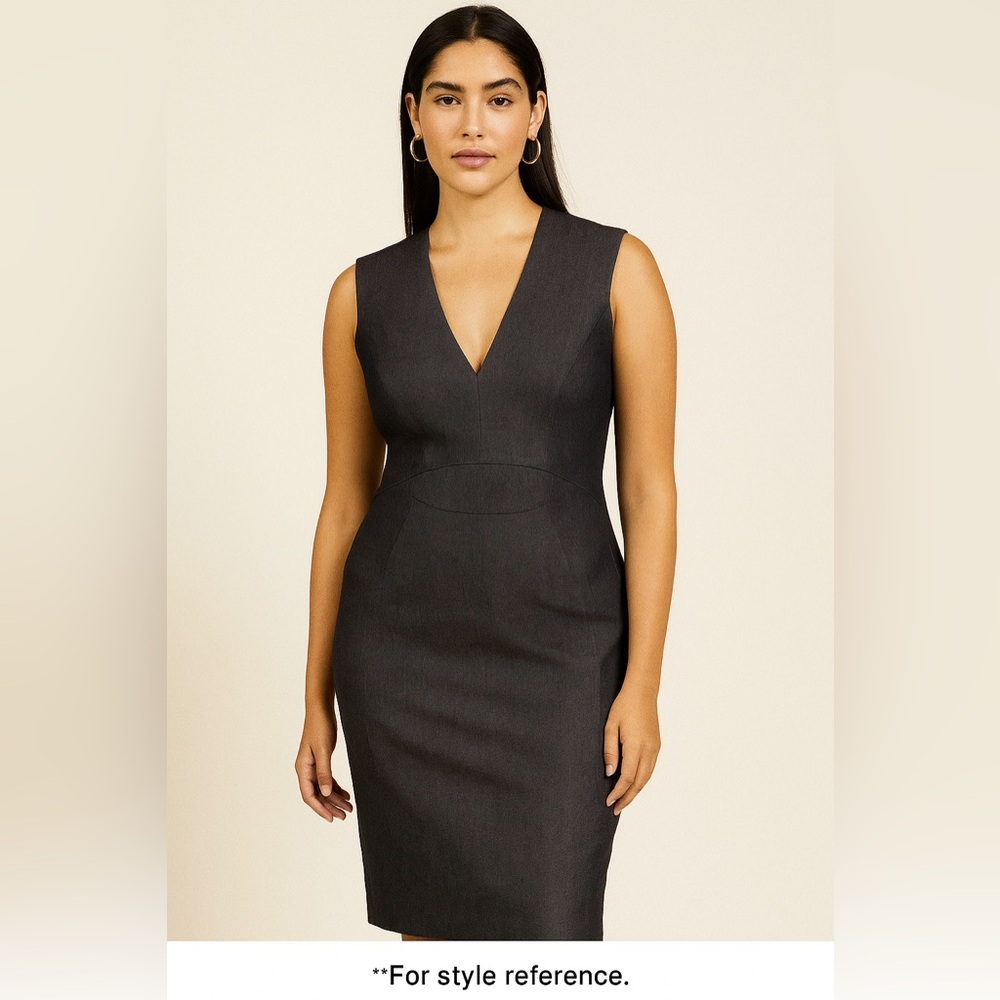 White House Black Market Dark Chambray V-Neck Midi Dress